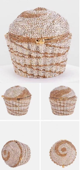 Cupcake clutch pastel transfronterizo helado paquete de diamantes lleno de metal paquete de banquete de diamantes bolsas de mano de mujer