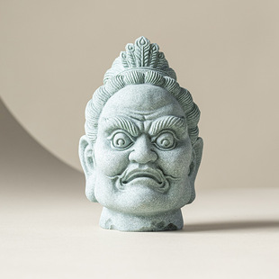 New Chinese-Style Buddha Head with Angry Eyes, Vajra Zen Ornaments, National Trend Home Micro-Landscape Fish Tank, Aquarium Landscaping Decoration
