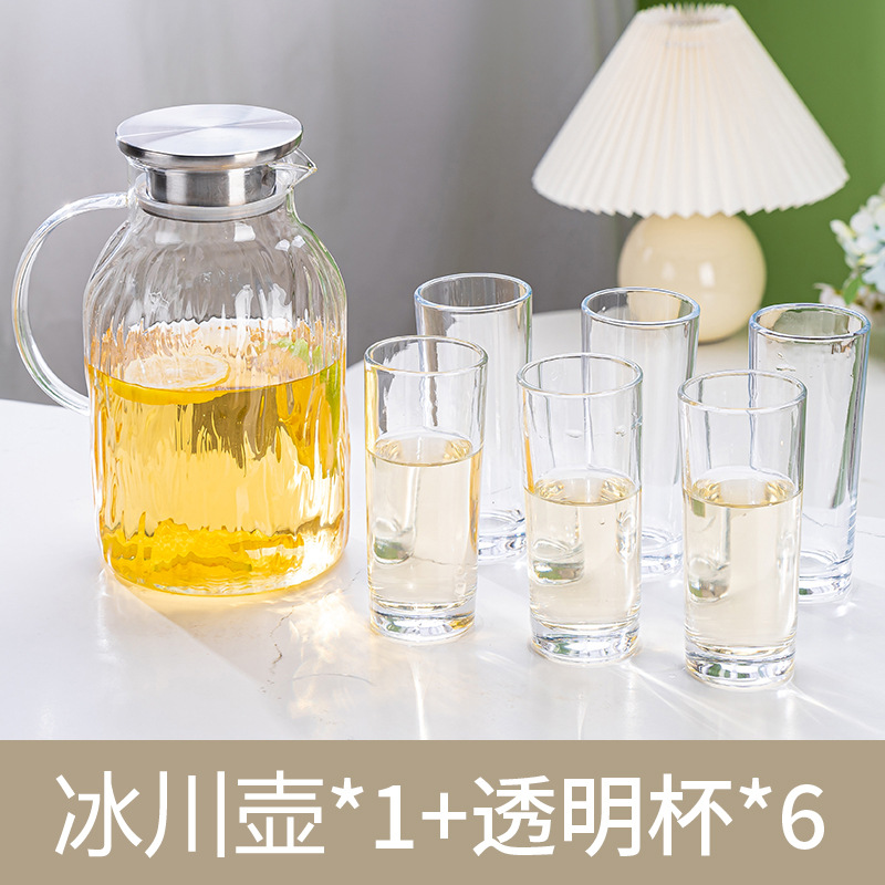 2L glacier pot + 6 tall round cups