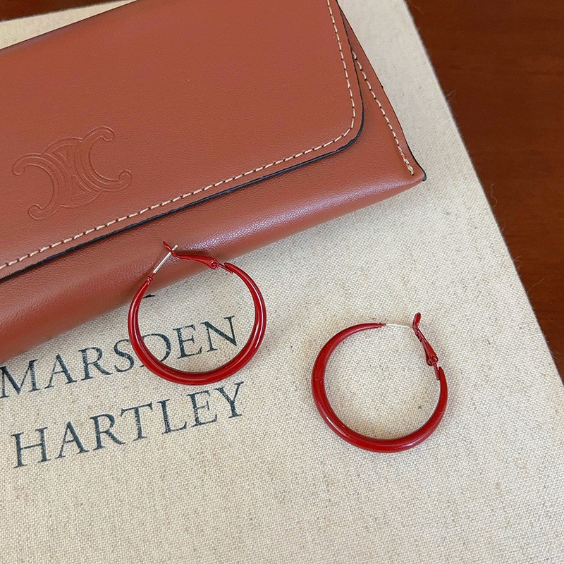 "Ancora Rojo" Retro anillo de orejas rojo mosquito bandeja de orejas clips sin agujeros de orejas pernos blanqueadores aretes de anillo grande