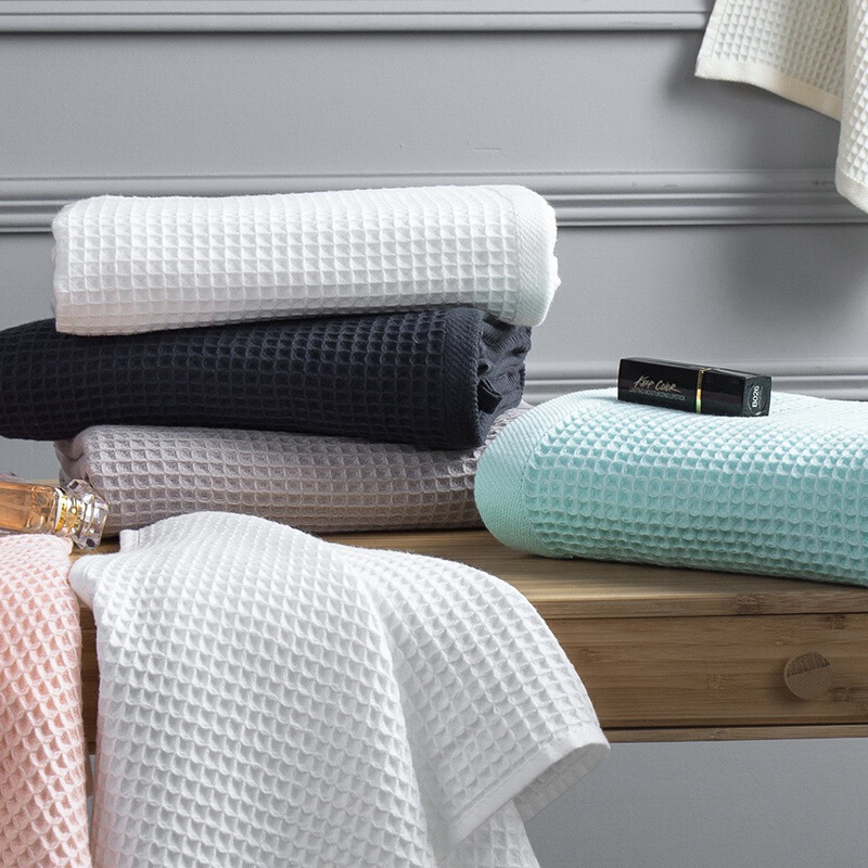 Unprinted Japanese Style Good Product Towel Bath Towel Pure Cotton Absorbent Face Towel Household Honeycomb Pattern Hand Towel Wash Face Towel Pure Cotton Solid Color