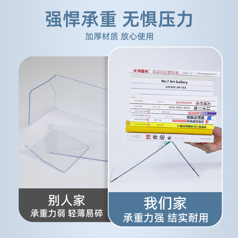 Soporte para libros de acrílico transparente en forma de L, organizador de almacenamiento de libros para estudiantes, separador de libros, soporte de escritorio