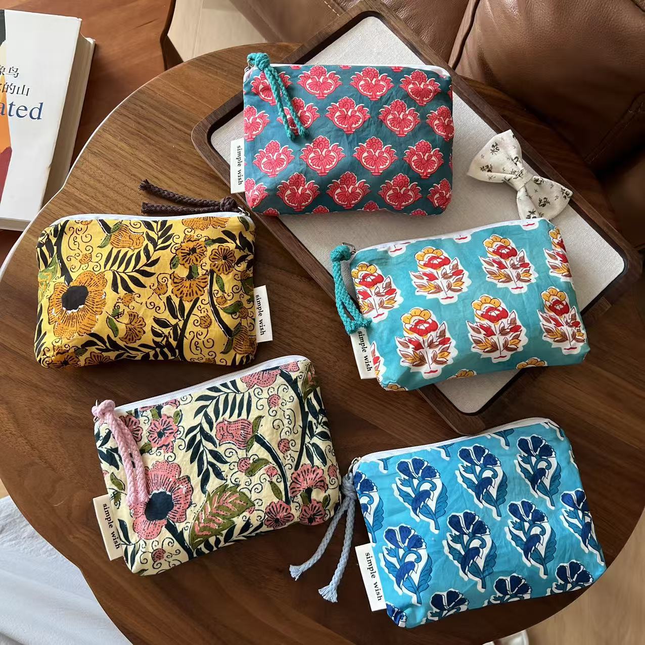 【素希布包】复古印度风拓印棉布迷你零钱包卡包迷你收纳袋月事包