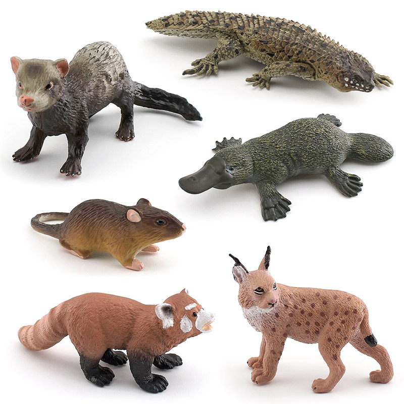Simulación transfronteriza cola corta Bobcat pequeño Panda ornitorrinco hurón ratón cola de espina roca lagarto reptil modelo adornos