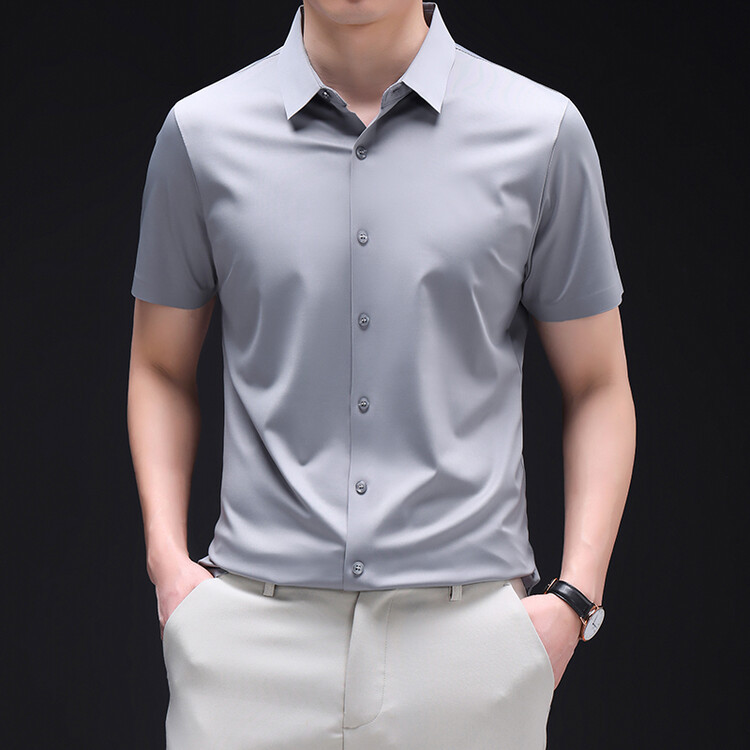 Summer silk men's breathable quick dry elastic shirt