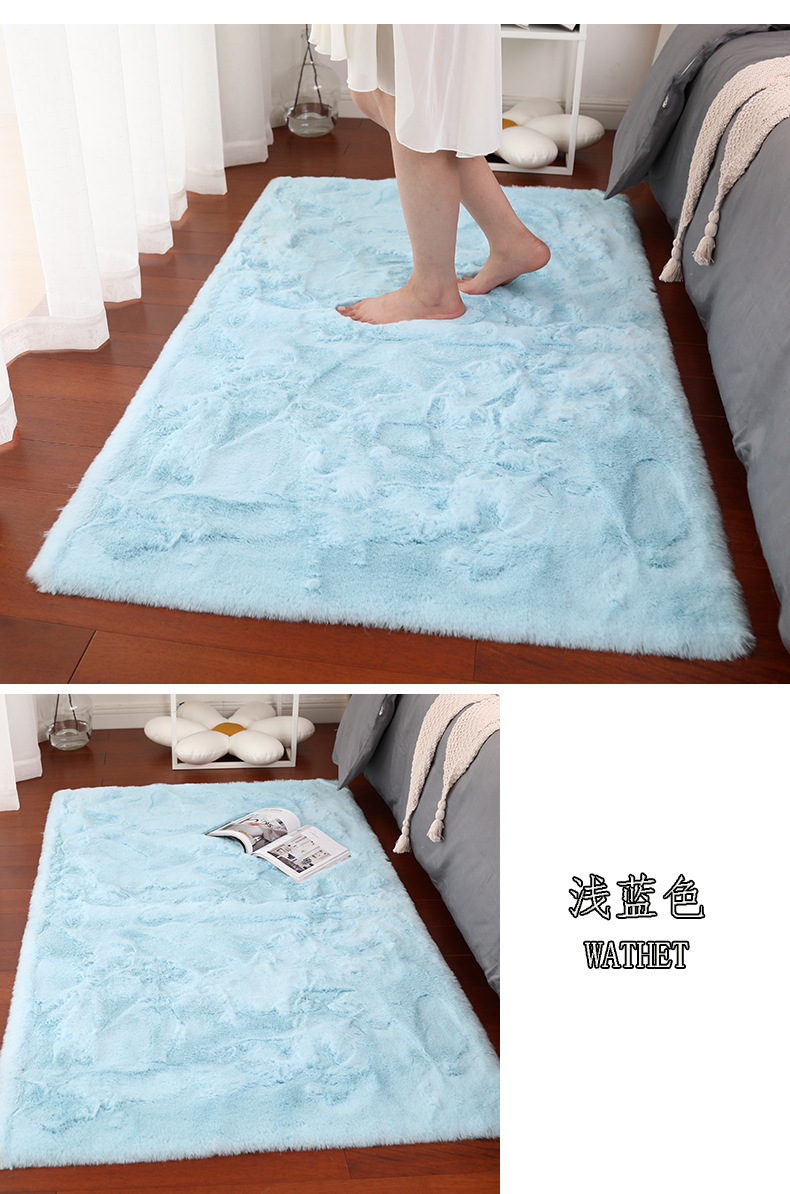 Thickened Imitation Rabbit Plush Carpet for Bedroom, Large Area Bedside Mat, Balcony Living Room Coffee Table Blanket, Simple Ins