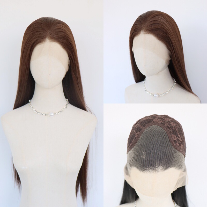 European and American Style Lace Front Wig with Free Parting, Long Synthetic High-Temperature Fiber Shawl-Style Wig