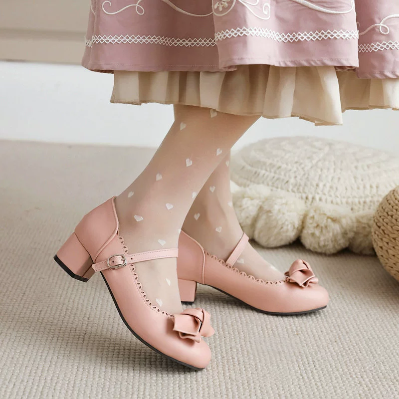 Весна и осень Новые туфли принцессы на среднем каблуке в японском стиле розовые универсальные студенческие мягкие туфли в стиле Лолиты для девочек