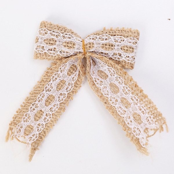 Cross-border Amazon Christmas bow Dowel lace sackcloth bow Christmas…