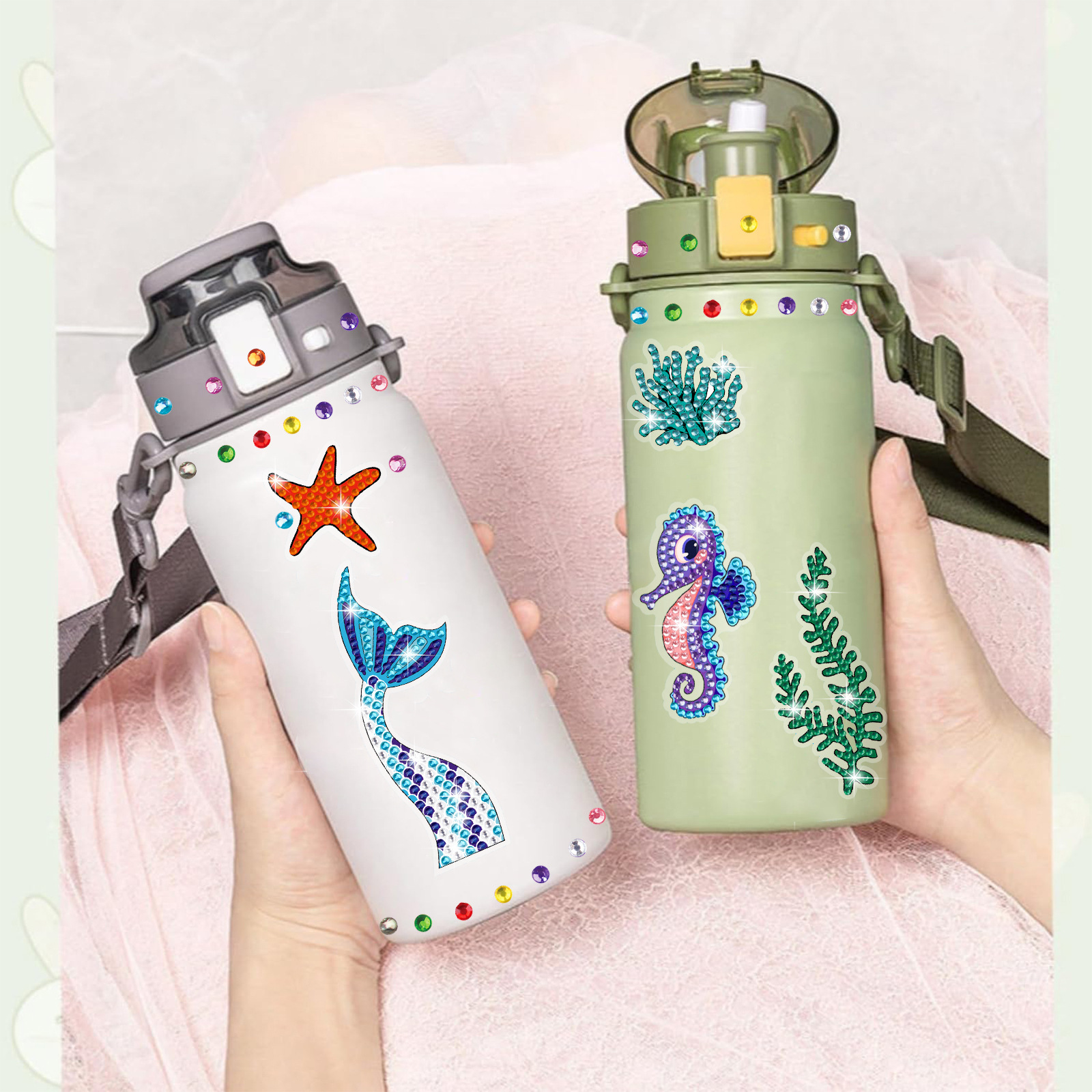 Nuevos pegatinas de taza de agua transfronterizas para niños dibujos de diamantes aleatorios pegatinas hechas a mano diy pegatinas de diamantes unicornios de dibujos animados mayorista