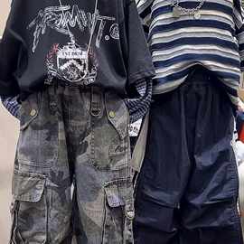 男童套装2025秋季新款韩版拼接卫衣洋气工装迷彩裤爆款百搭两件套