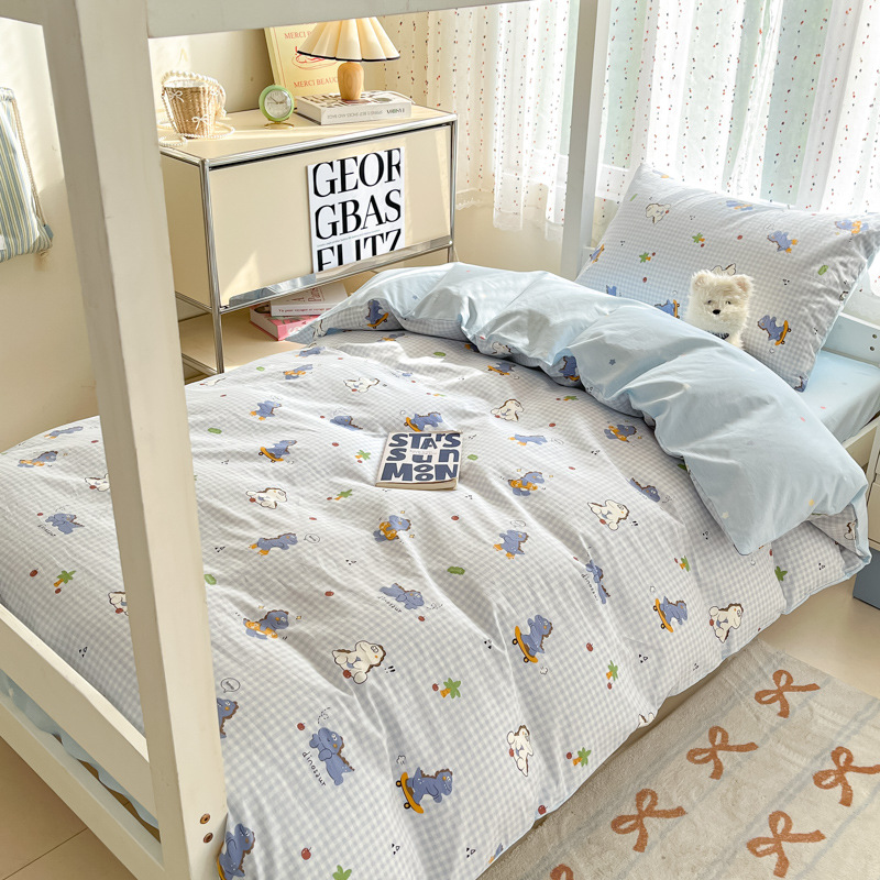 Verano dormitorio de estudiantes cama de algodón de tres piezas de algodón 2025 sábana nueva colcha sábana pequeña ropa de cama fresca