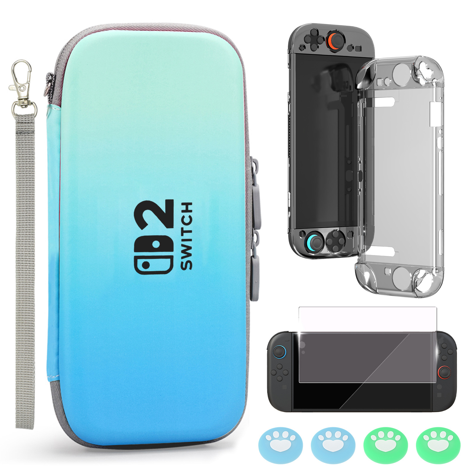 新品switch 2主机收纳包switch2保护壳 钢化膜按键帽配件组合套装