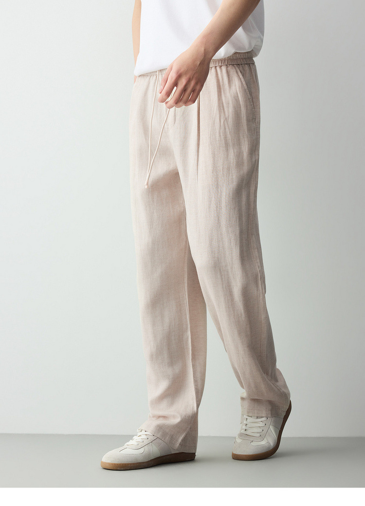 Quần kaki nam công sở chất liệu linen phối sợi Lyocell — đen chi tiết 14
