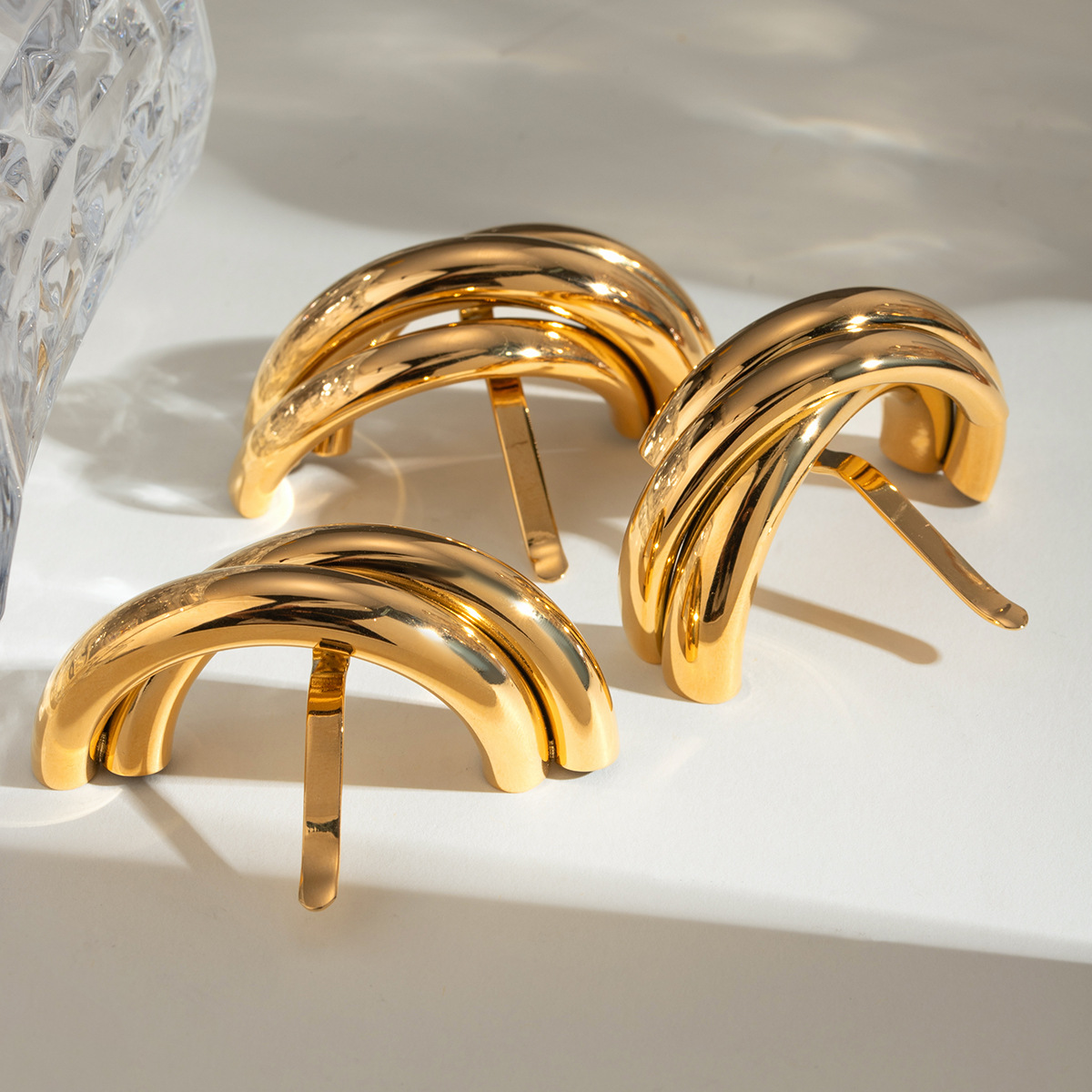Wanxing Europa y los Estados Unidos transfronterizos 18k oro de acero inoxidable pinzas de cabello de alta sensibilidad pinzas de cabello de acero inoxidable joyas para el cabello