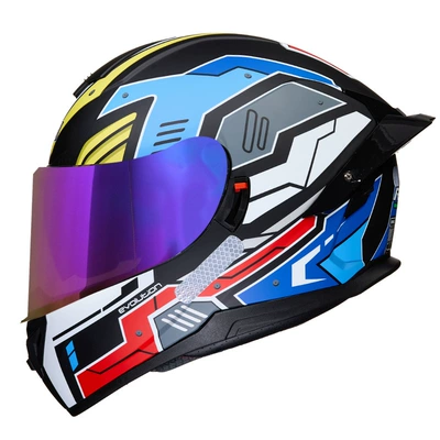 Motosiklet kaskı (dəbilqə) — bluetooth full helmet unisex - colorful-mecha-color-mirror-m