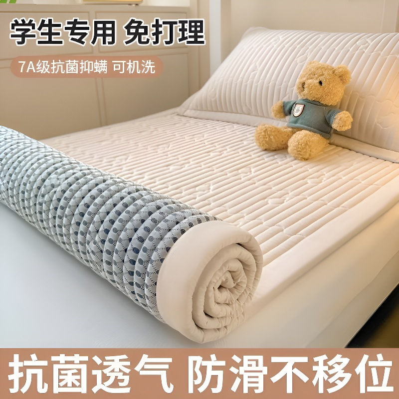 New Student Dormitory Washed Cotton Quilted Mattress Thin Mat Bunk Bed Pure Color Bed Pad Two-Piece Set Three-Piece Set