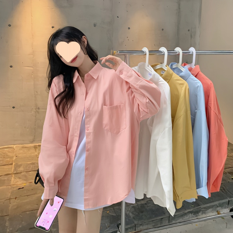 2025春季新款衬衫女学生韩版宽松潮长袖百搭外套设计感衬衣上衣女|undefined