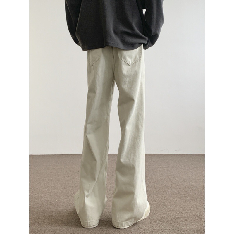 creamy-white Denim Pants Men's 2024 Spring and Autumn Men's Pants Wide Leg Pants Men's Loose Straight Pants for Boys
