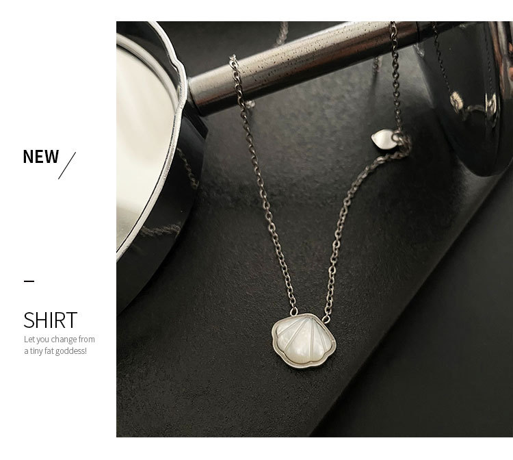 Fashion Shell Titanium Steel Inlay Shell Pendant Necklace 1 Piece