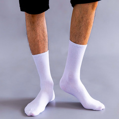 White Socks Men Medium Calf Socks Spring Summer Long Men Sports Socks Basketball Socks Sweat Absorbent Breathable Couple Cotton Socks Wholesale