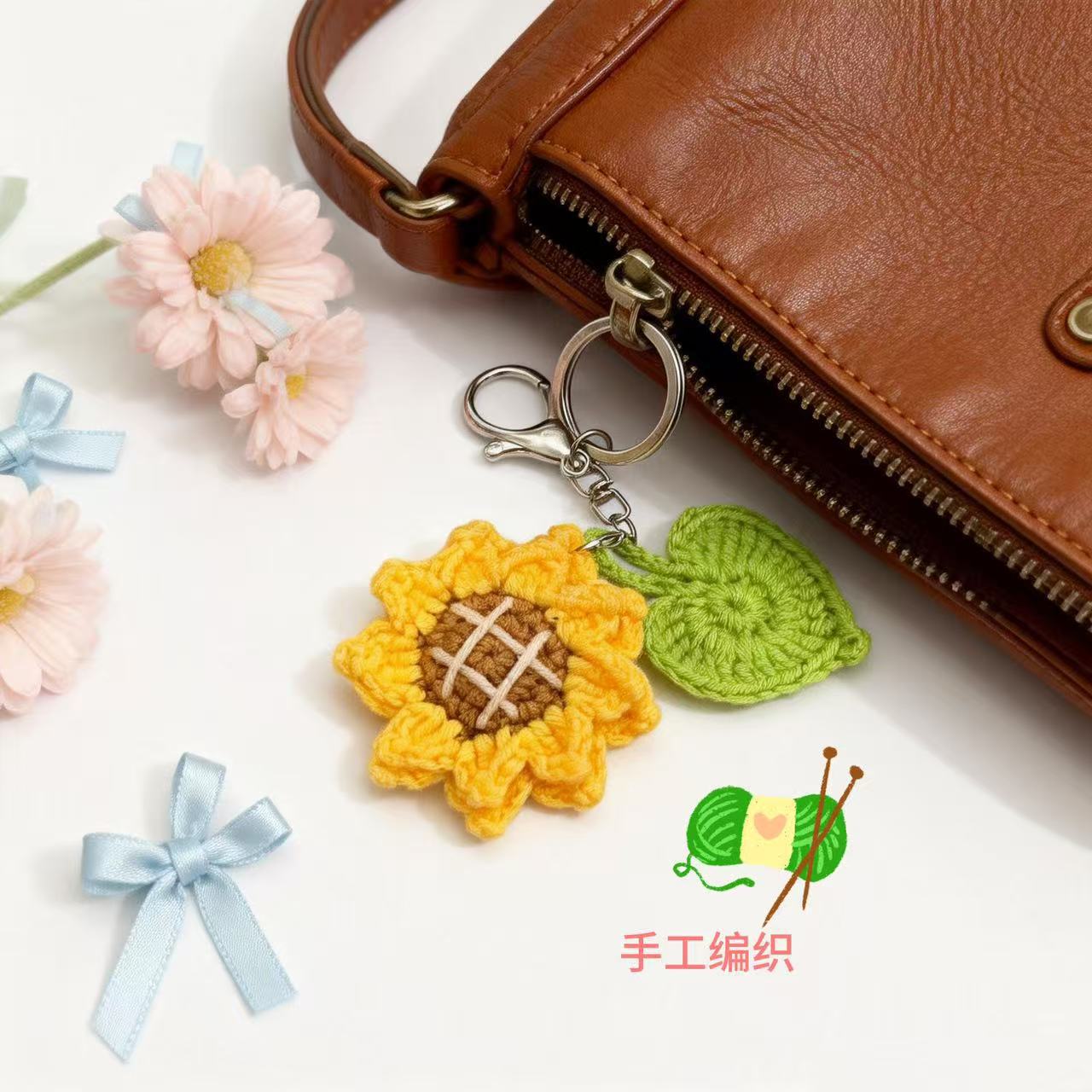 夏季新品向日葵胸针批发笑脸太阳花可爱女生包包挂件服装饰品配件