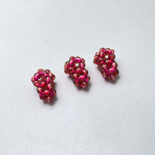 天然水晶石榴石小葡萄吊坠酒红色手工编织可自己DIY