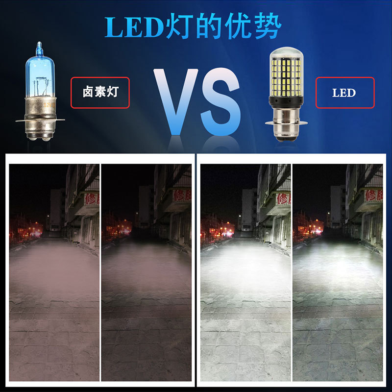 Motorcycle Headlight H4 Three-Claw H6 P15D Ba20D High and Low Beam Integrated 144 Led Motorcycle Spotlight