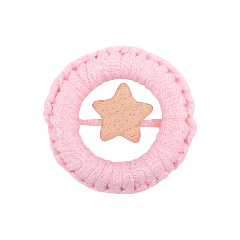 Nuevo bebé suministros de dibujos animados estrella mordedor hecho a mano algodón tejido sonajero juguete agarre ejercicio bebé