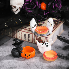 ハロウィンオーナメントクリエイティブゴースト黒猫樹脂工芸品お祭り雰囲気装飾キャンドルカボチャ燭台オーナメント