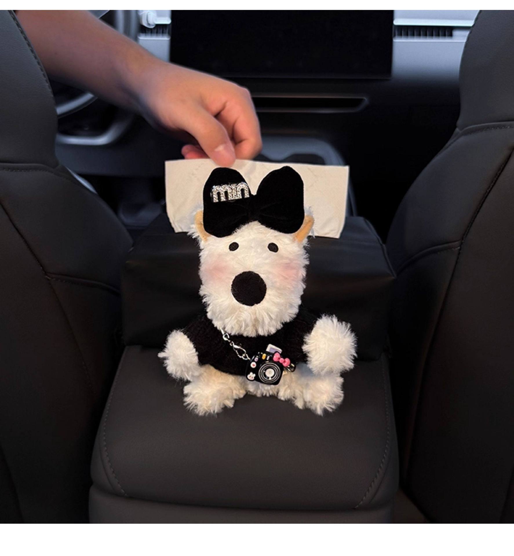 New West Highland Car Armrest Box Tissue Box Storage Car Tissue Holder Seat Tissue Bag Decoration Cute for Women