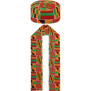 African kente batik print long shawl 14.5 * 180cm + Kente Kufi Ankara hat