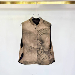 Gold Thread Intertwined Black Gold Vest Retro New Chinoiserie Zen Classical Oriental Charm Original Design Vest for Women