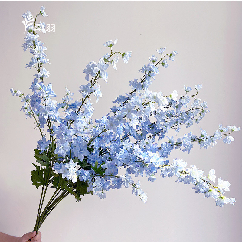 Flor de Delphinium Artificial de 3 Cabezas de Flores de Seda para Arreglos Florales y Escritorio image 12