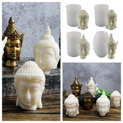 億興diy3D立體東南亞仿古佛頭蠟燭硅膠模具香薰石膏滴膠手工藝品