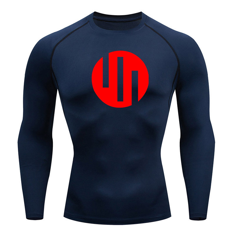 Fitness Long-Sleeve Running T-Shirt for Men, Compression Long-Sleeve Shirt, Sun Protection, Quick-Dry Sports Top, Black