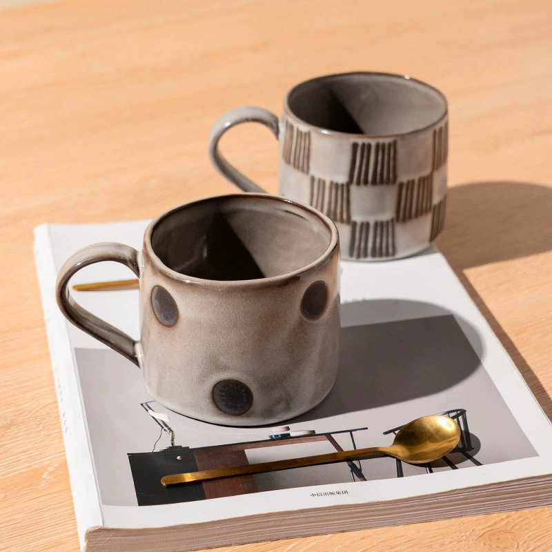 Ceramic Mug, retro Japanese-style mark cup, 301–400 ml, personalized small breakfast coffee cup
