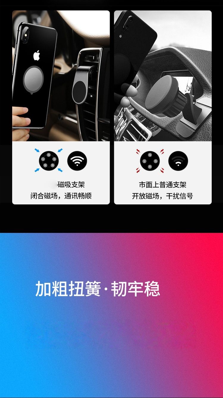 Creative New Magnetic Car Phone Holder with Strong Magnetism, 7L Type, for Navigation and Air Vent, Creative Magnetic Attachment
