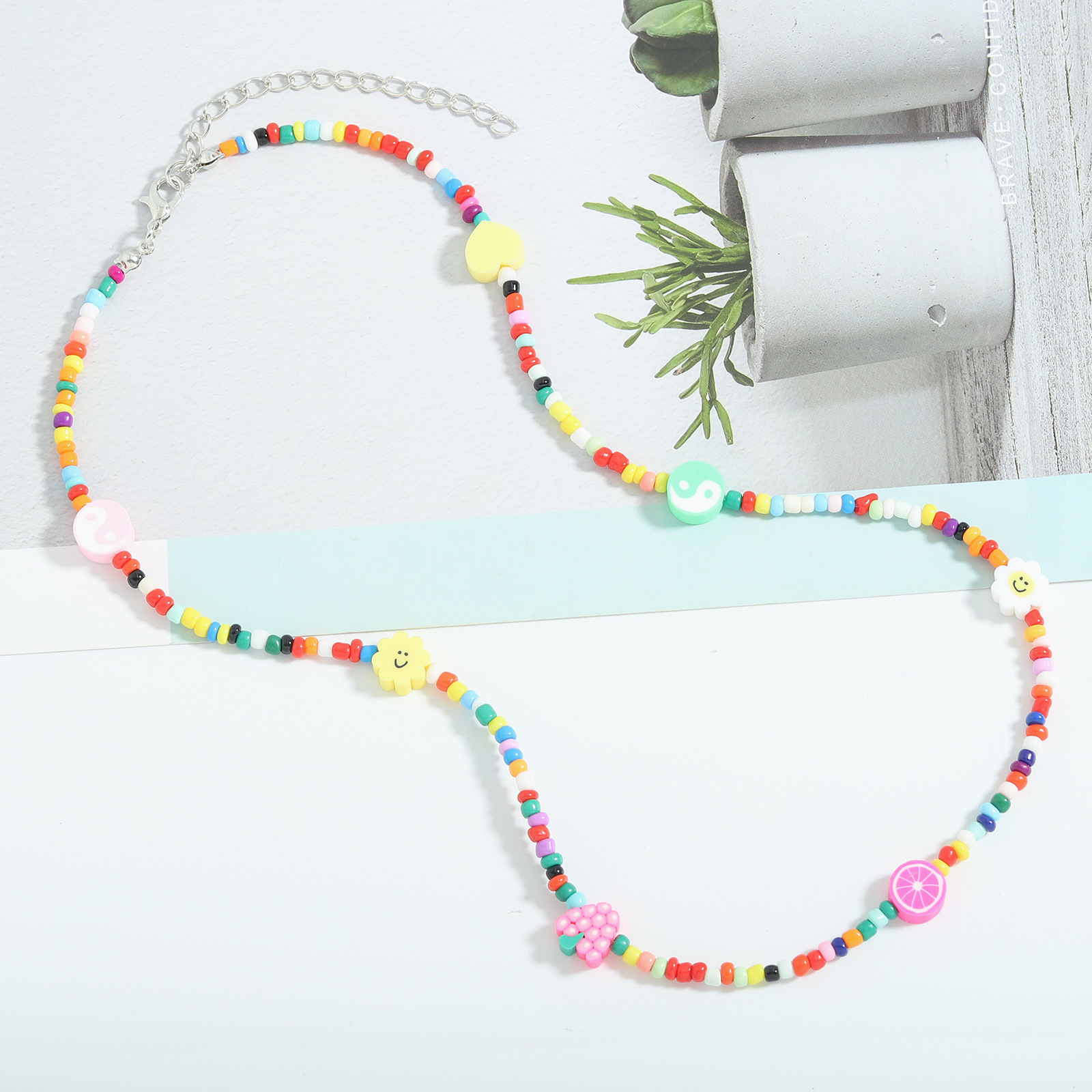 Nihaojewelry Grohandel Schmuck bhmische Farbe Perlen geometrische Kontrastfarbe Halskettepicture8