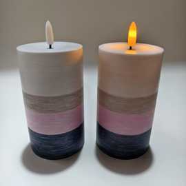 跨境专供渐变印花蜡烛来图印刷场景布置装饰仿真led电子蜡烛灯