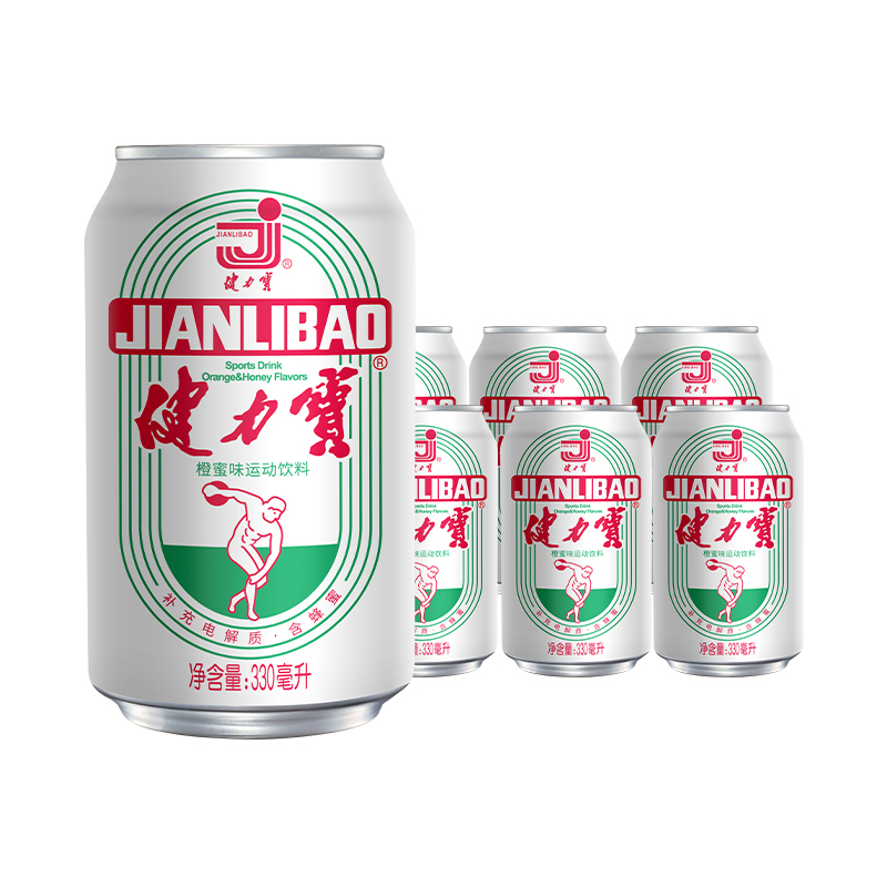 【天猫U先】健力宝运动碳酸饮料330ml*6罐经典苹果葡萄味电解质|undefined