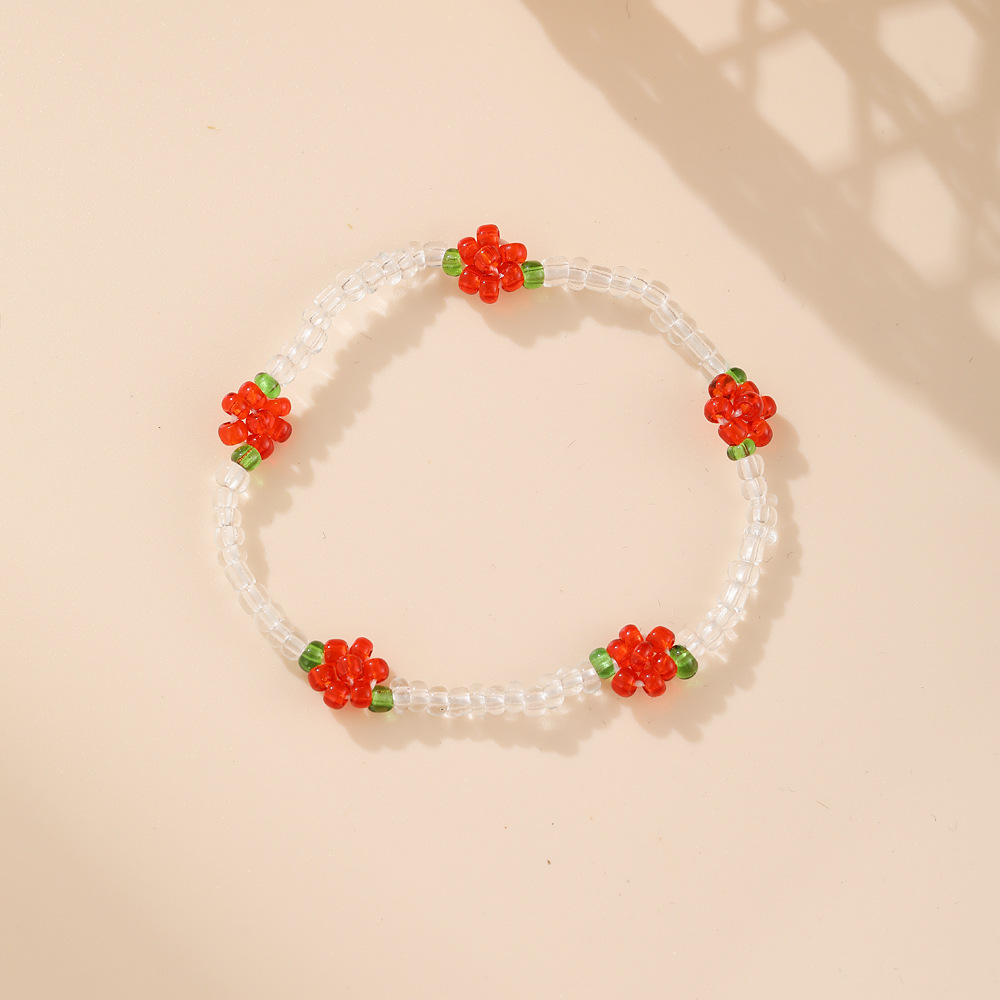retro woven colorful rice beads daisy anklet wholesale Nihaojewelry