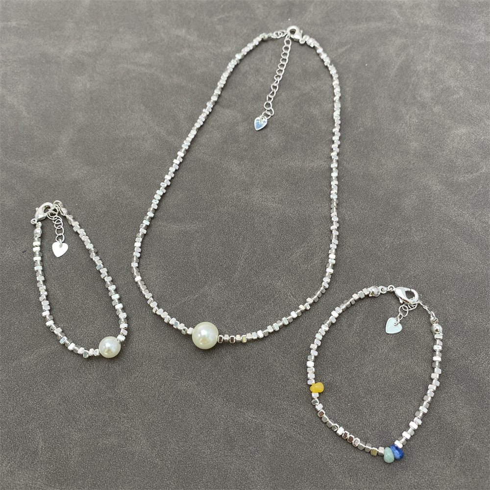Kupfer Lässig Einfacher Stil Perlen Perle Geometrisch Armbänder Halskette display picture 4
