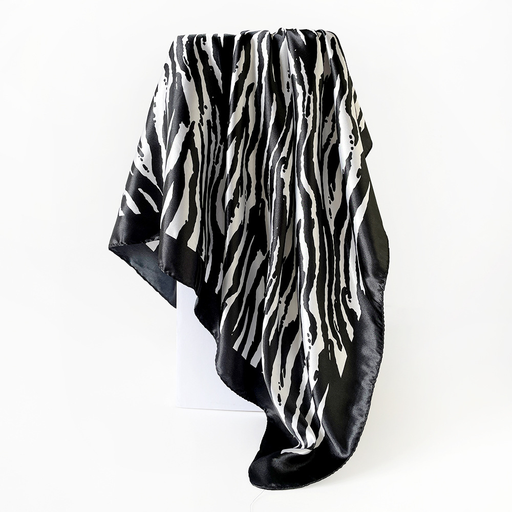 Lenço quadrado de seda estampado zebra echarpe feminina_voghion.com