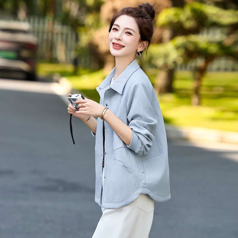 流行翻领衬衫外套女2025春秋新款时尚宽松休闲百搭夹克上衣小个子|undefined
