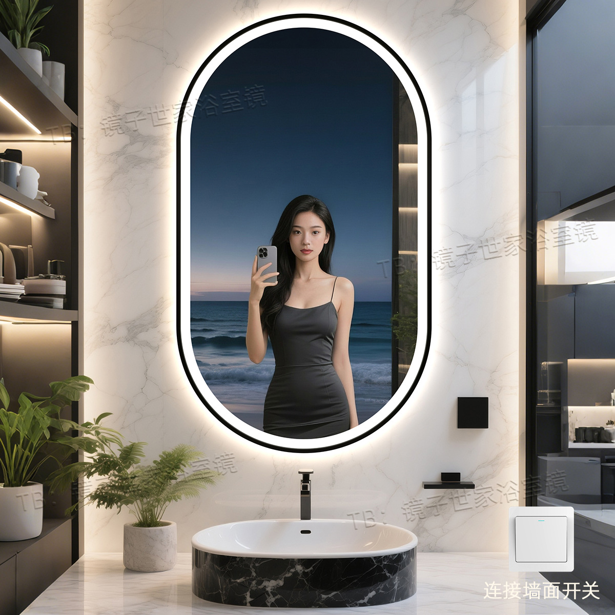 Espejo de baño de hotel de estrellas iluminación led espejo inteligente marco de aluminio inodoro espejo anti-nebble inodoro tipo de pared