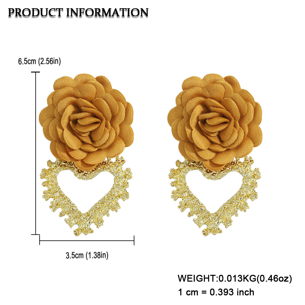 Heart-shaped Fabric Flower Earrings display picture 21