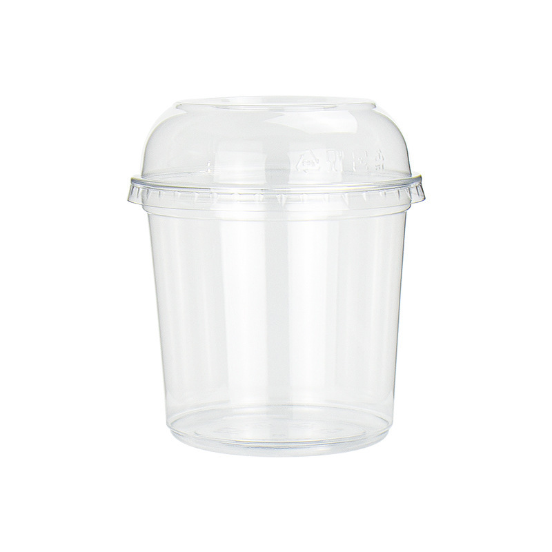 Polvo de hielo tazón especial red comercial sopa de hielo rojo embalaje redondo taza transparente taro de frutas tazón de embalaje redondo desechable con tapa