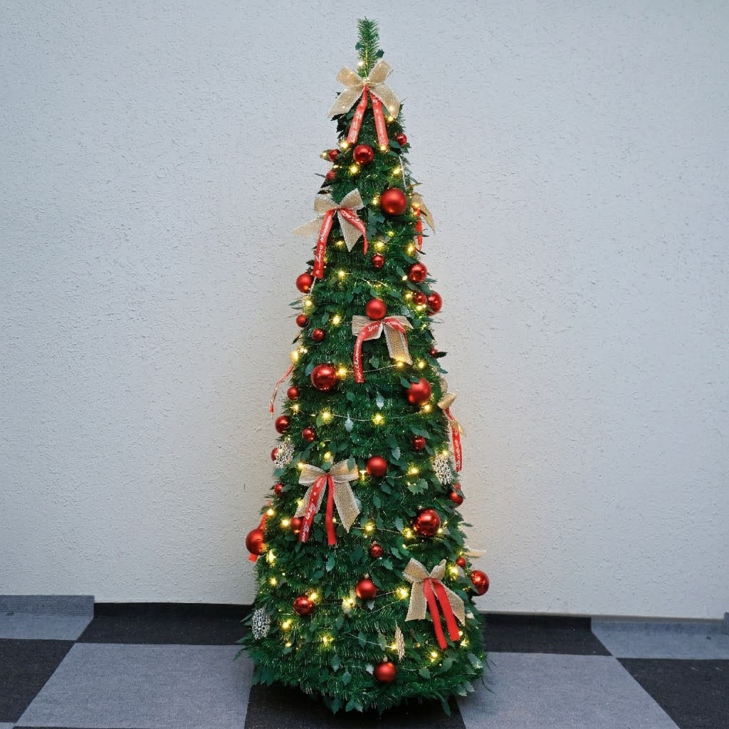Árbol de Navidad retráctil plegable paquete doméstico decoración de Navidad árbol de torre de PVC 1.8m nuevo solo transfronterizo