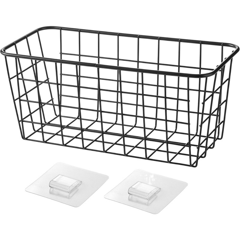 Cesta colgante de hierro de cocina cesta de almacenamiento montada en la pared cocina baño canasta de almacenamiento sin ponche canasta de almacenamiento estante de almacenamiento